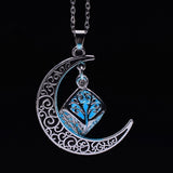 Fluorescence Glow in the Dark Crescent Moon Cube Necklace