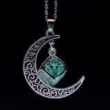 Fluorescence Glow in the Dark Crescent Moon Cube Necklace