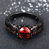 Vintage Black Gold Filled Red Ruby Ring