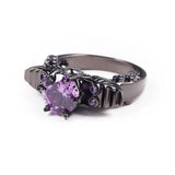Dark Skull Shape Amethyst Ring