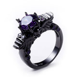 Dark Skull Shape Amethyst Ring