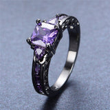 Purple Amethyst Black Gold Filled Ring