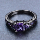 Purple Amethyst Black Gold Filled Ring