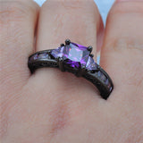 Purple Amethyst Black Gold Filled Ring