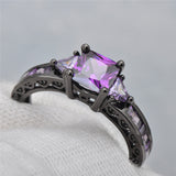Purple Amethyst Black Gold Filled Ring