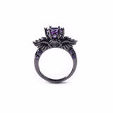 Dark Skull Shape Amethyst Ring