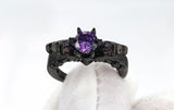 Dark Skull Shape Amethyst Ring