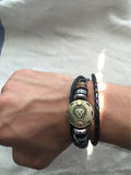 Unisex Zodiac Signs Leather Black Gallstone Bracelets
