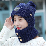2 in 1 Mask Scarf Knitted Hat