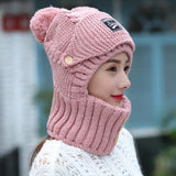 2 in 1 Mask Scarf Knitted Hat