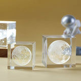 3D Moon Crystal Glass Cube