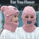 2 in 1 Mask Scarf Knitted Hat