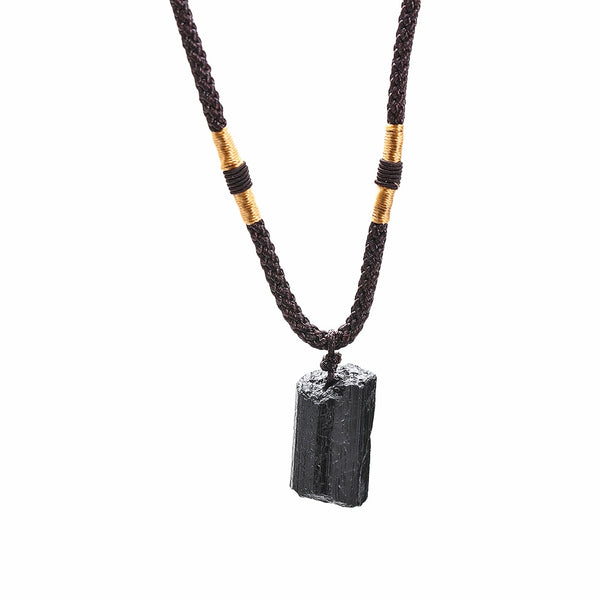 Black Tourmaline Stone Pendant Necklace