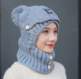 2 in 1 Mask Scarf Knitted Hat