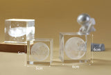 3D Moon Crystal Glass Cube