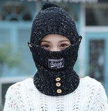 2 in 1 Mask Scarf Knitted Hat