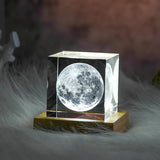 3D Moon Crystal Glass Cube