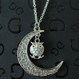 Luminous Owl Moon Necklace