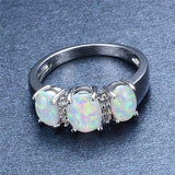 White Fire Opal Ring