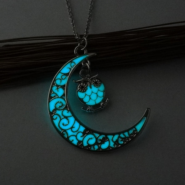 Luminous Owl Moon Necklace