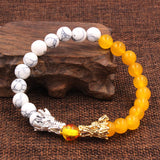 Natural Black Lava & White Howlite Stone Beads Dragon Bracelet