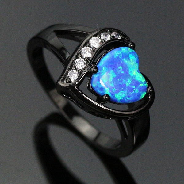 Fire Heart Love Heart Gold Plated Opal Ring