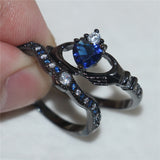 Blue Heart Zircon Black Gold Ring