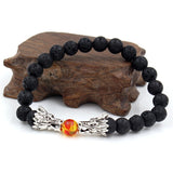 Natural Black Lava & White Howlite Stone Beads Dragon Bracelet
