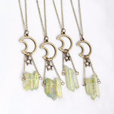 Natural Stone Quartz Moon Star Charm Pendant Necklace