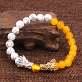 Natural Black Lava & White Howlite Stone Beads Dragon Bracelet