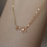 Double Small Flower Pendant Necklace