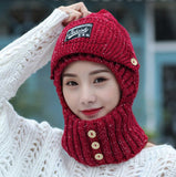 2 in 1 Mask Scarf Knitted Hat