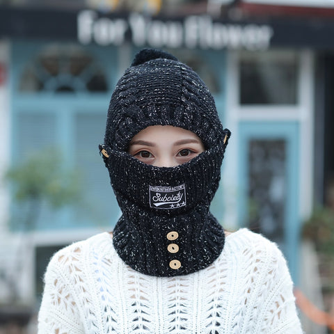 2 in 1 Mask Scarf Knitted Hat