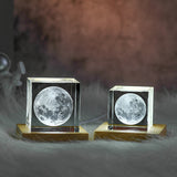 3D Moon Crystal Glass Cube