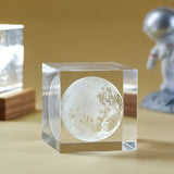 3D Moon Crystal Glass Cube