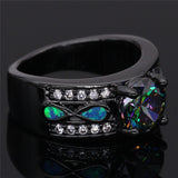 Rainbow Topaz Opal Round Ring