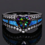 Rainbow Stone Topaz Blue Fire Opal Ring