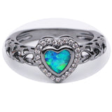 Heart Shaped Blue Fire Opal Ring