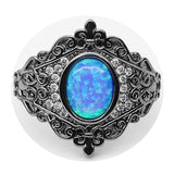 Vintage Pattern Oval Blue Fire Opal Ring