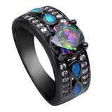 Rainbow Topaz Opal Round Ring