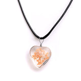 Real Dried Glass Flower Pendant Necklace