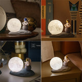 Original Sitting Astronaut & Moon Lamp