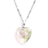 Real Dried Glass Flower Pendant Necklace
