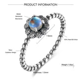 Rainbow Moonstone Flower Ring