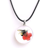 Real Dried Glass Flower Pendant Necklace