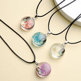 Real Dried Glass Flower Pendant Necklace