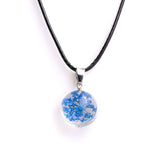 Real Dried Glass Flower Pendant Necklace