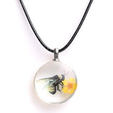 Real Dried Glass Flower Pendant Necklace