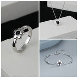 Black Stone Flower Set (Bracelet, Necklace, Ring)