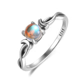 Rainbow Moonstone Flower Ring